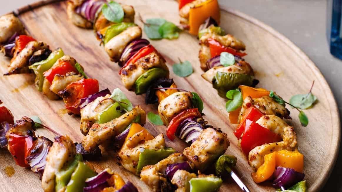 Honey Lime Grilled Chicken and Vegetable Kebabs