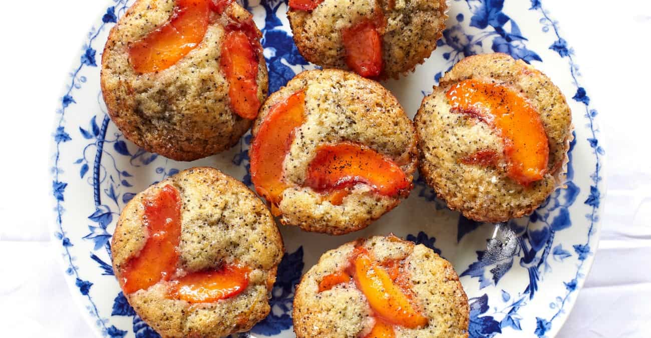 Saucy Peach Poppy Seed Muffins - Patricia Bannan, MS, RDN