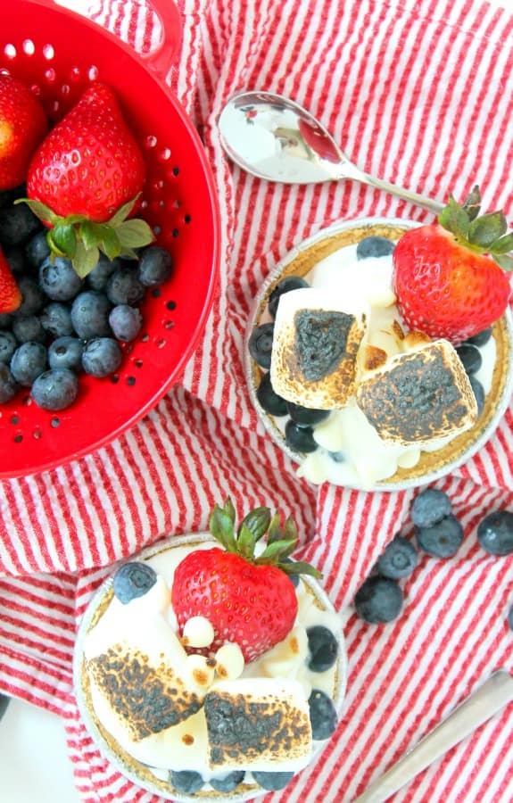 Mini Berry S’mores Sundaes for 4th of july