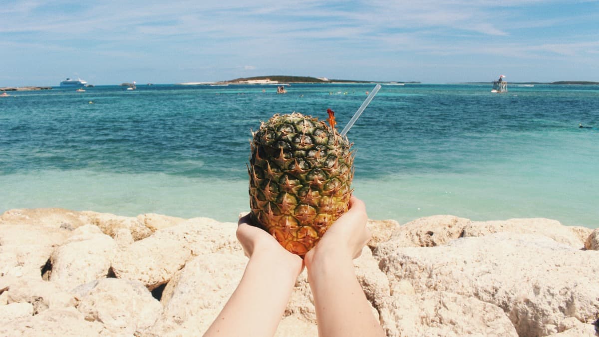 pineapple on the beach during summer travel