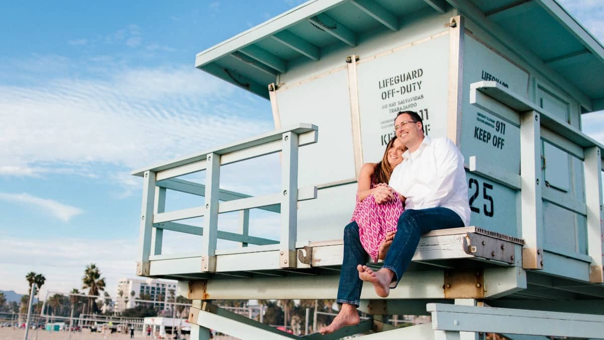 happy couple mindful living near beach