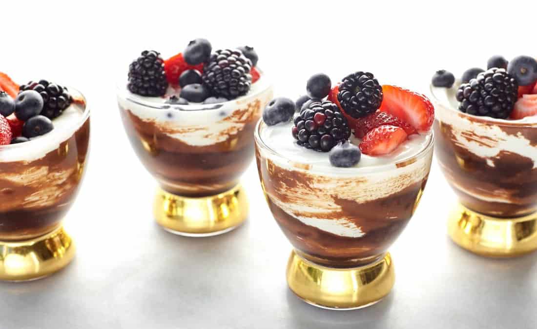 Chocolate Smear Yogurt Bowl with Mixed Berries