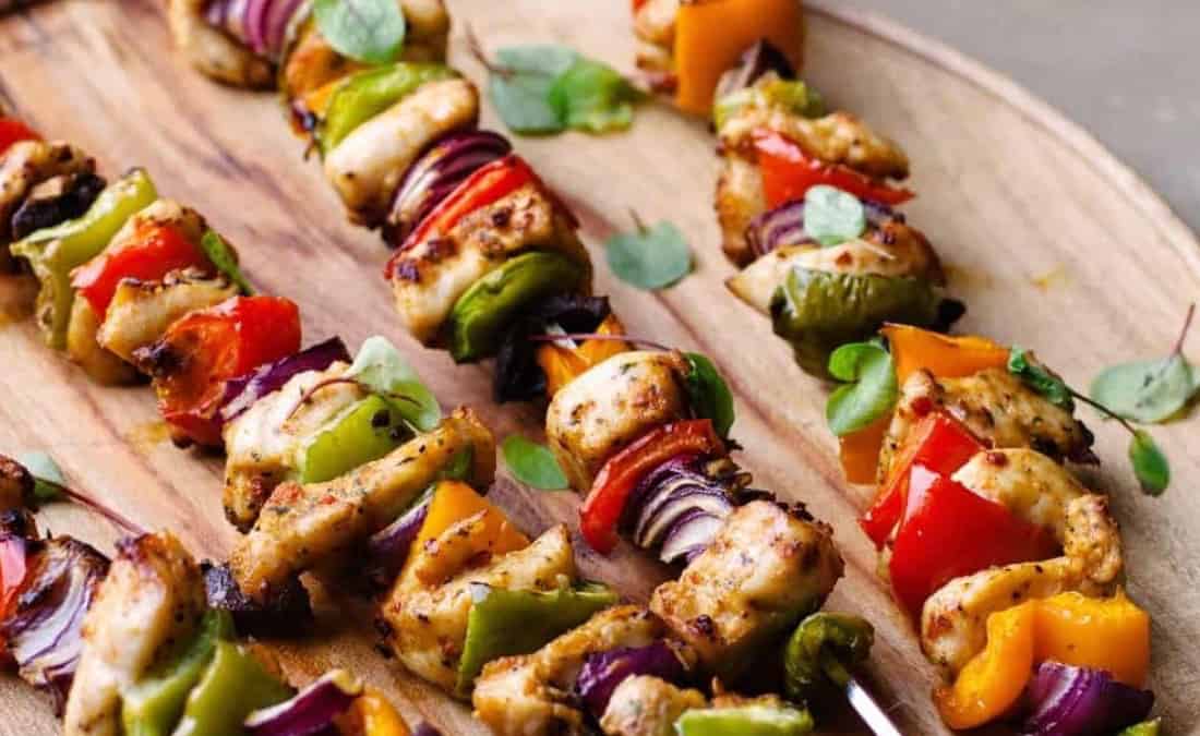 Honey Lime Grilled Chicken and Vegetable Kebabs
