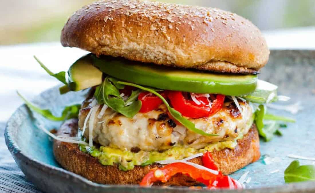 Red Chile and Cheese Stuffed Turkey Burgers