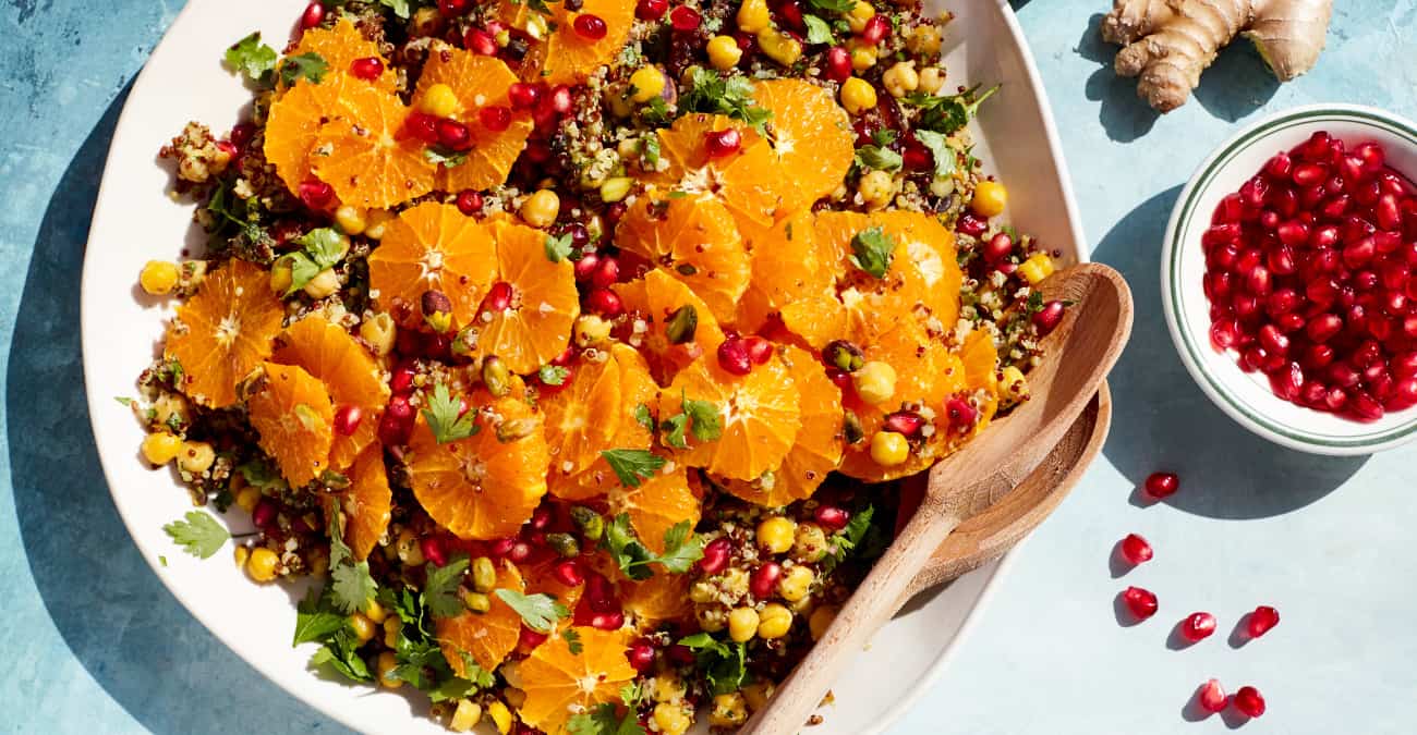 Orange Quinoa Salad with Pomegranate and Tangy Turmeric Dressing - Patricia Bannan, MS, RDN