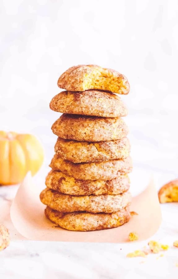 Fall Pumpkin Spice Snickerdoodle Cookies stacked