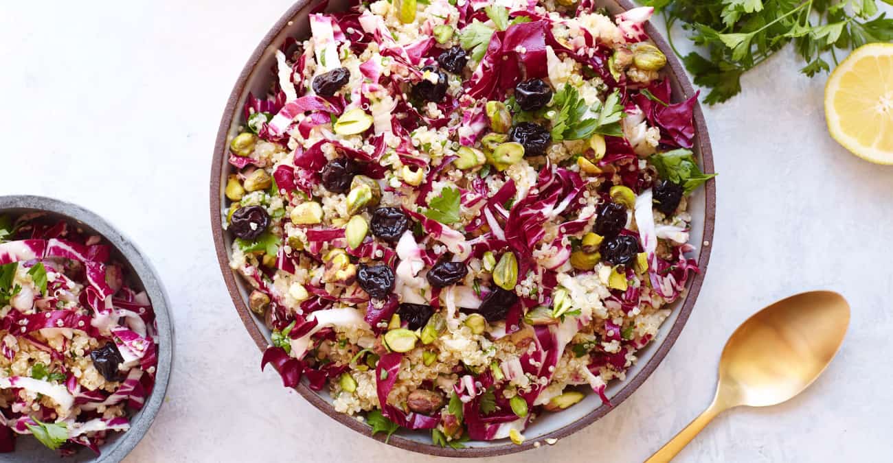 Quinoa Salad with Radicchio, Dried Cherries, and Pistachios - Patricia Bannan, MS, RDN