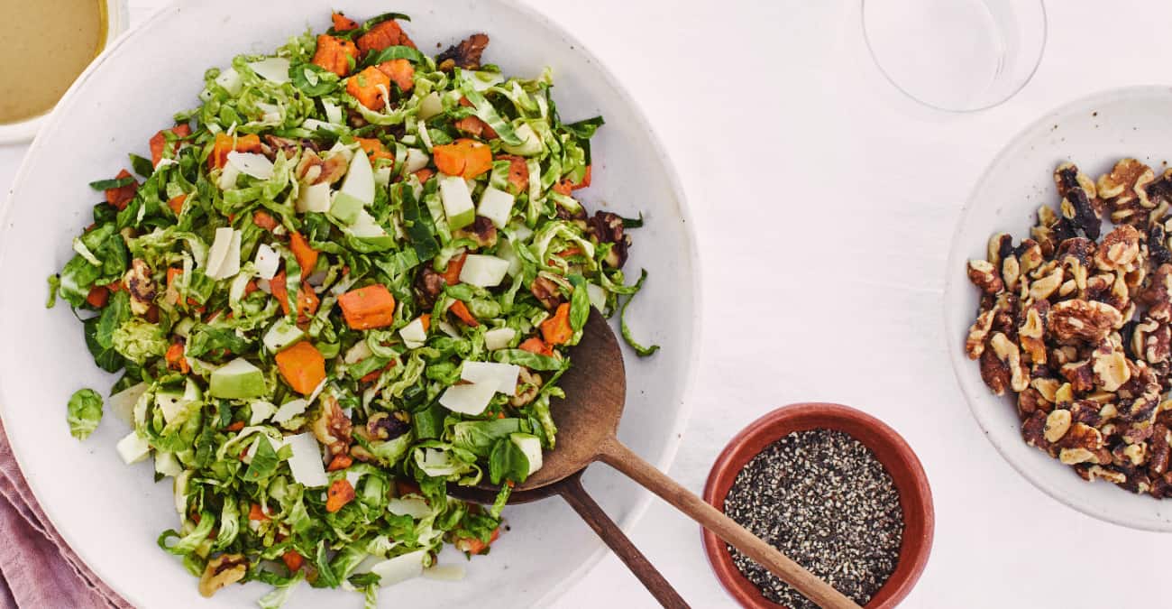 harvest salad with seeds and walnuts