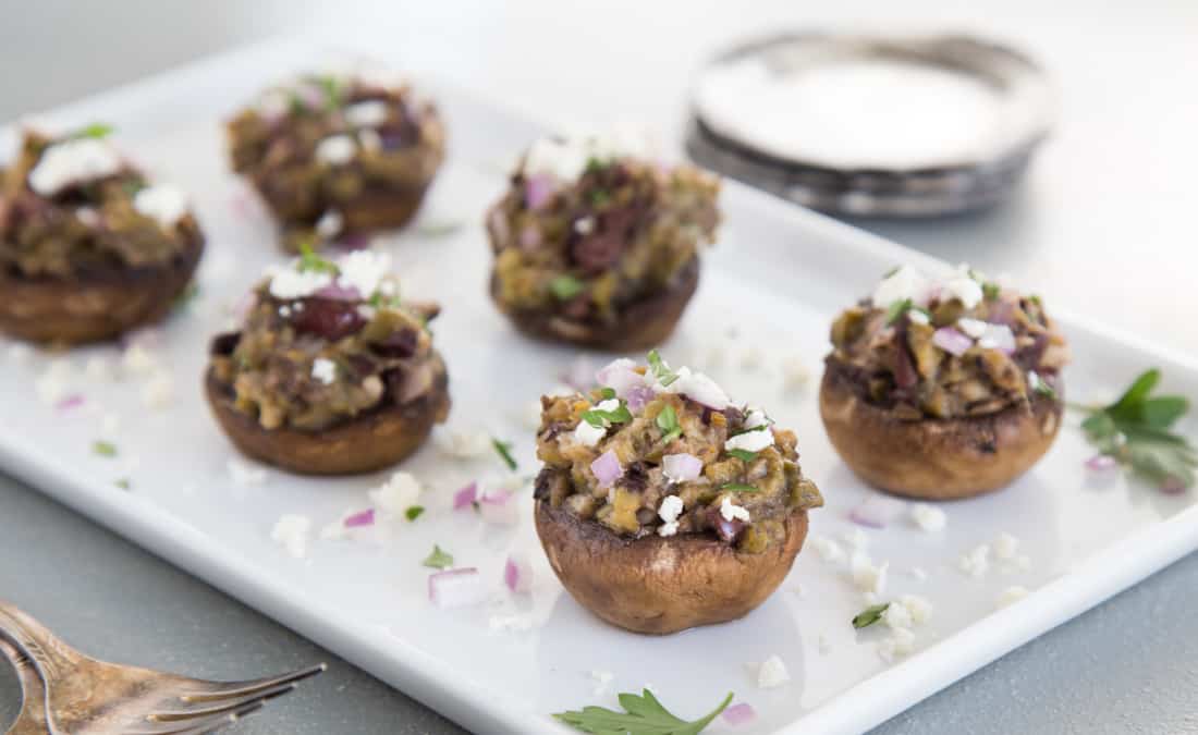 Olive and Feta Stuffed Mushrooms