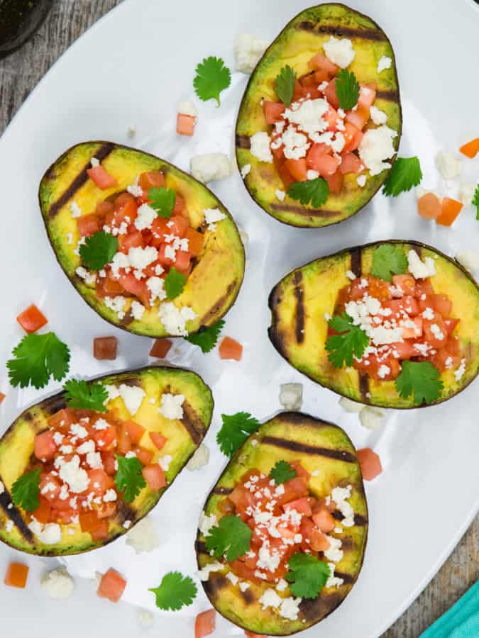 aerial view of grilled avocado