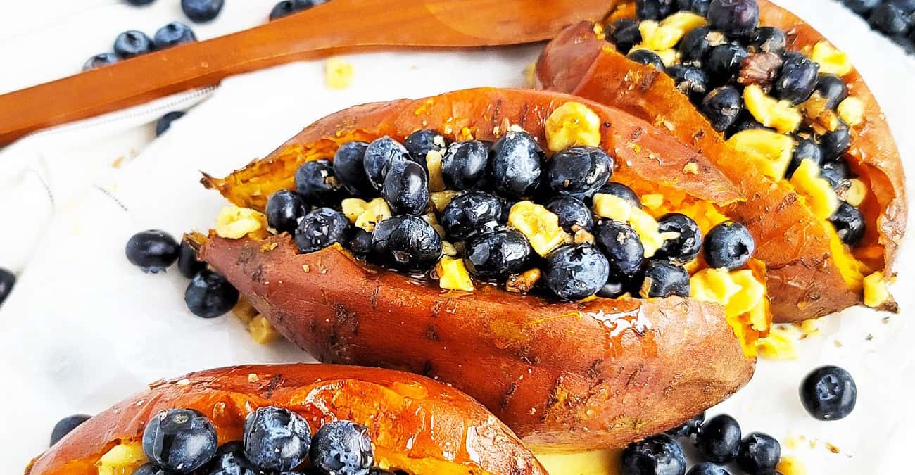 Stuffed Baked Sweet Potatoes with Blueberries & Walnuts - Patricia Bannan, MS, RDN