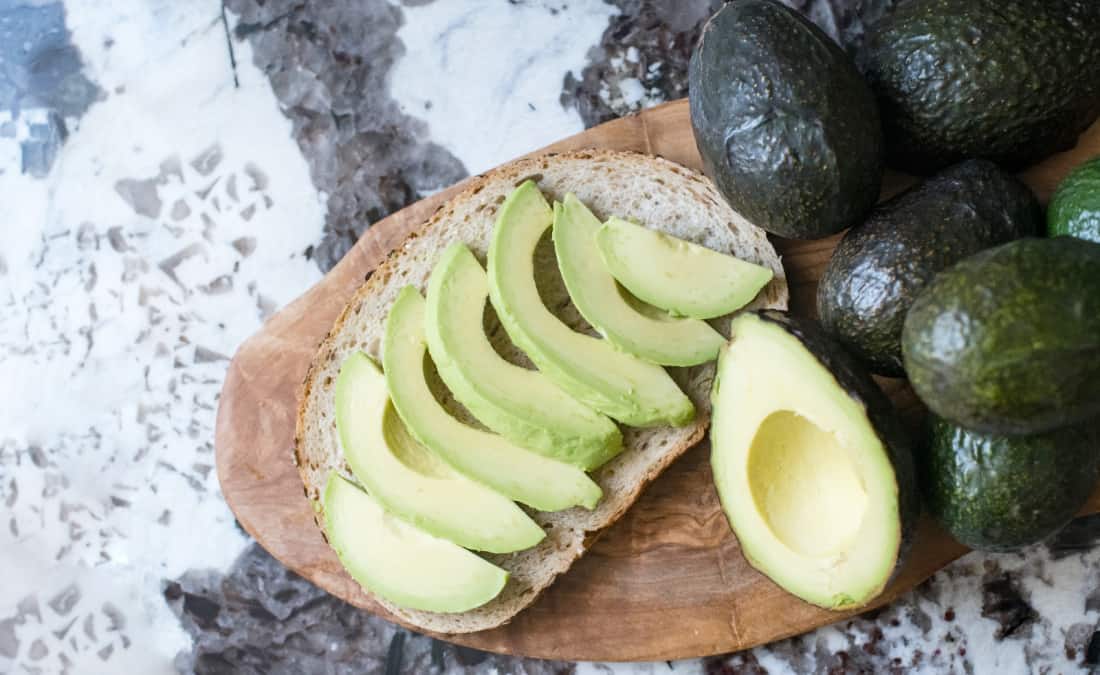 slices of avocado on bread for potassium in avocado