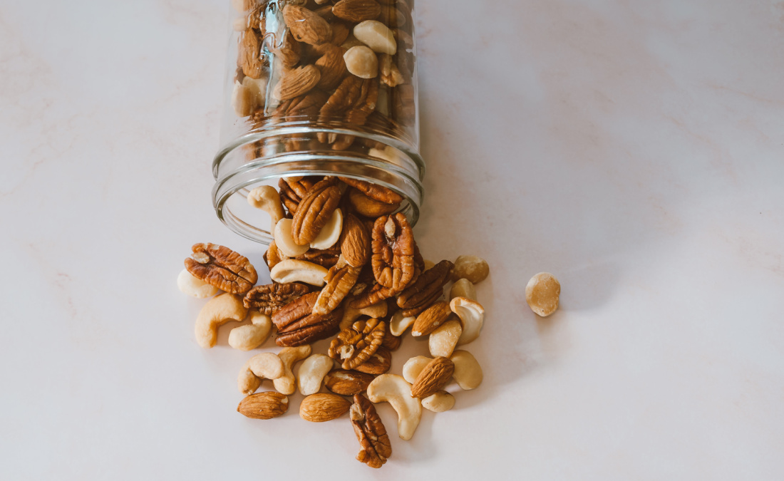 mixed nuts for road trip snacks or airplane