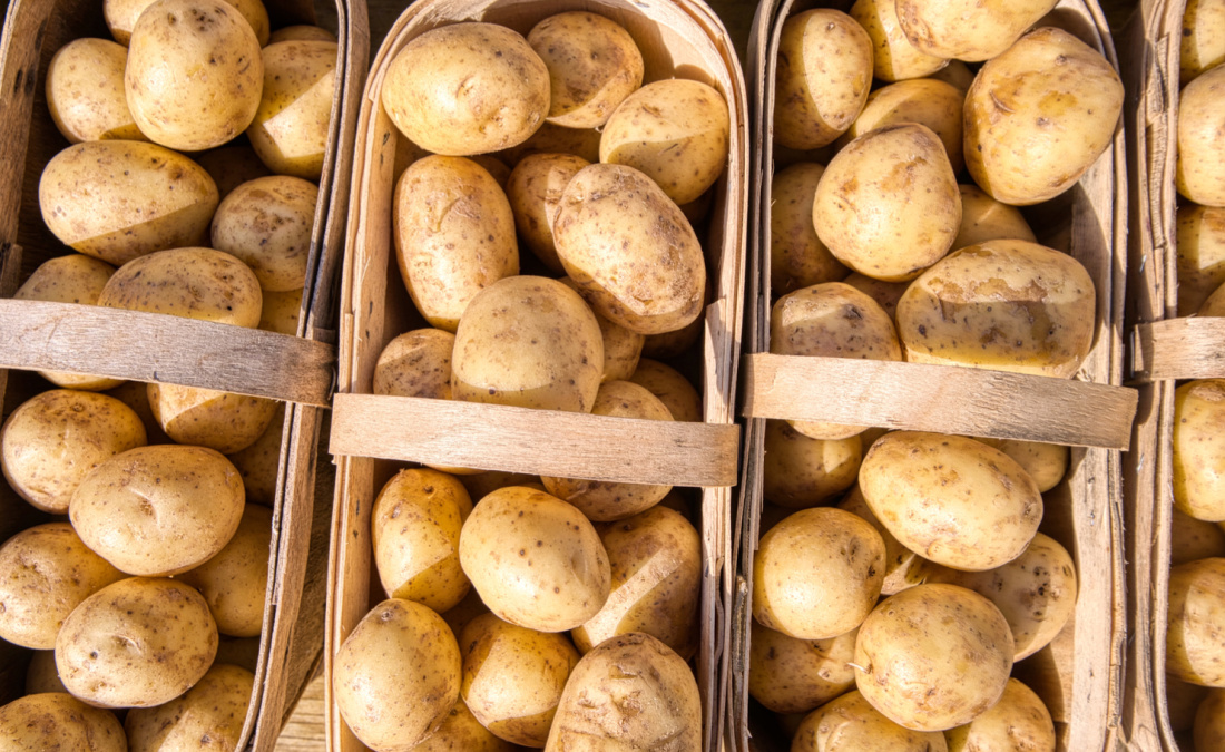 how much potassium in a potato, potatoes in baskets