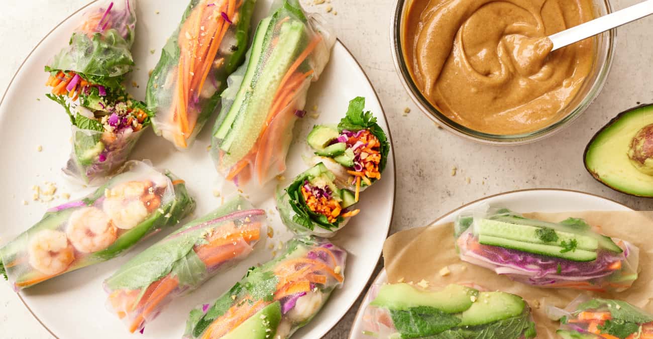 Thai Shrimp Rolls with Sweet Chili Peanut Sauce - Patricia Bannan, MS, RDN