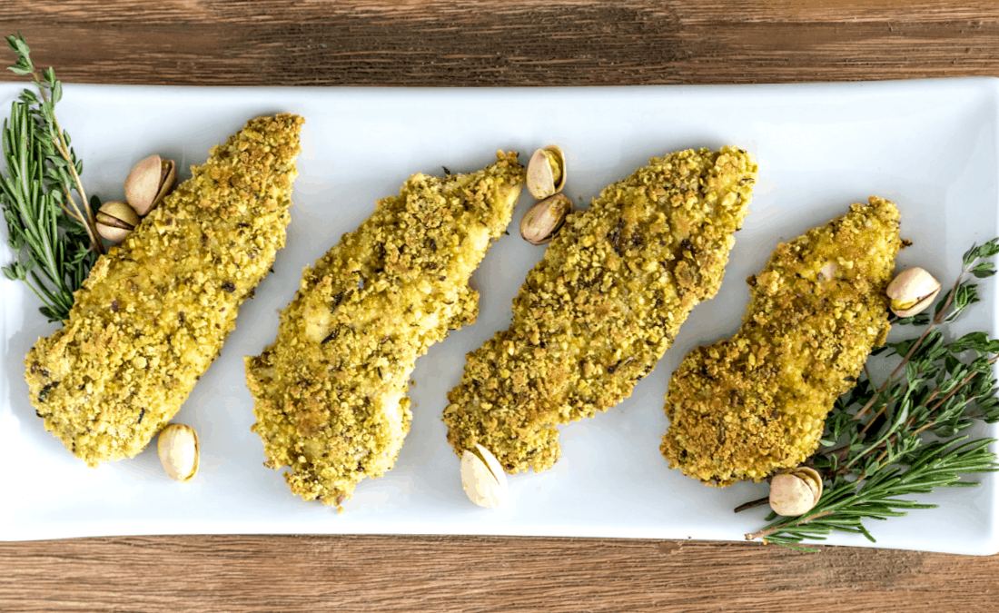 Baked Crispy Pistachio Coconut Chicken Tenders