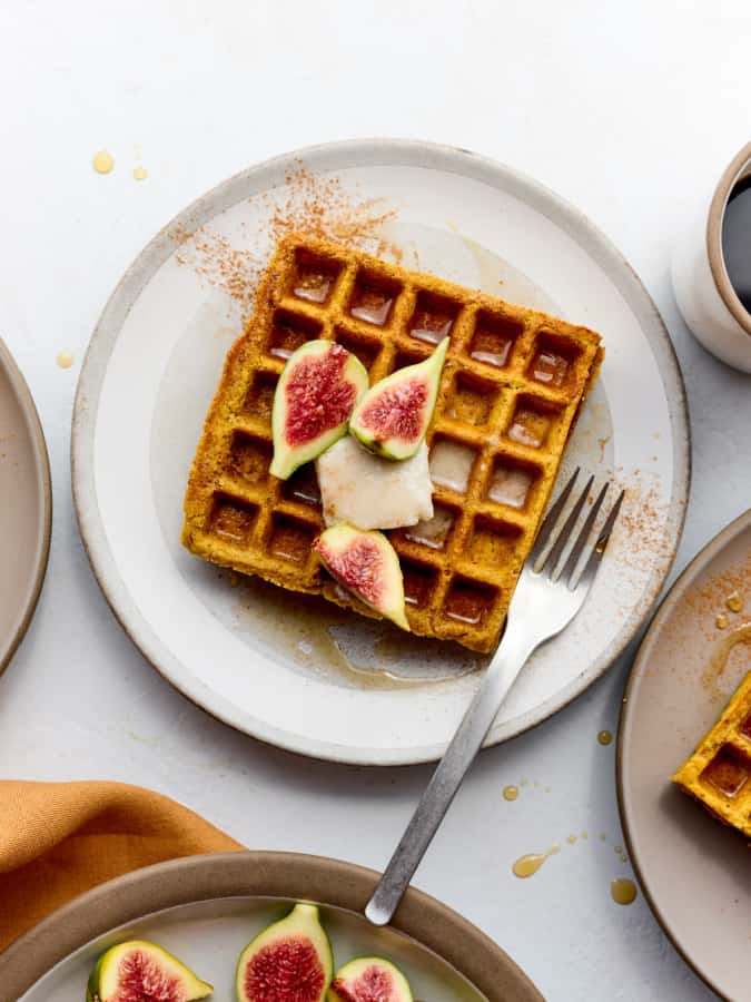 gluten free pumpkin waffles with figs