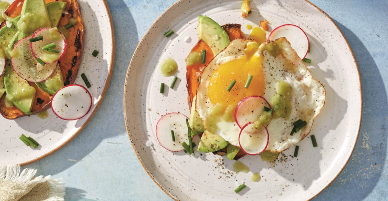 Avocado Sweet Potato Toast with a Fried Egg - Patricia Bannan, MS, RDN