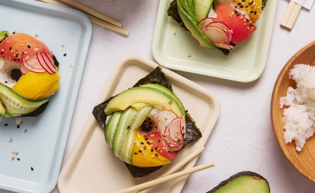 Avocado and Veggie Sushi Mini “Donuts”