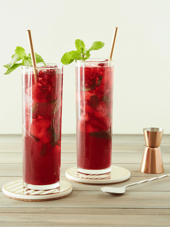 pomegranate mojito with basil