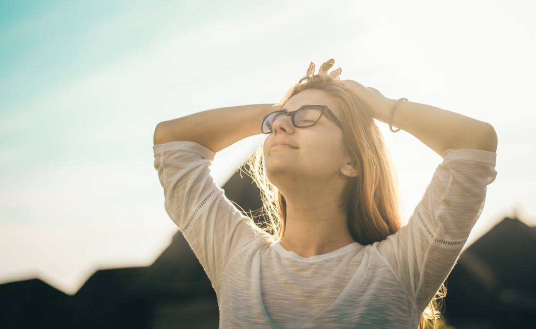 woman with strong immune system outside