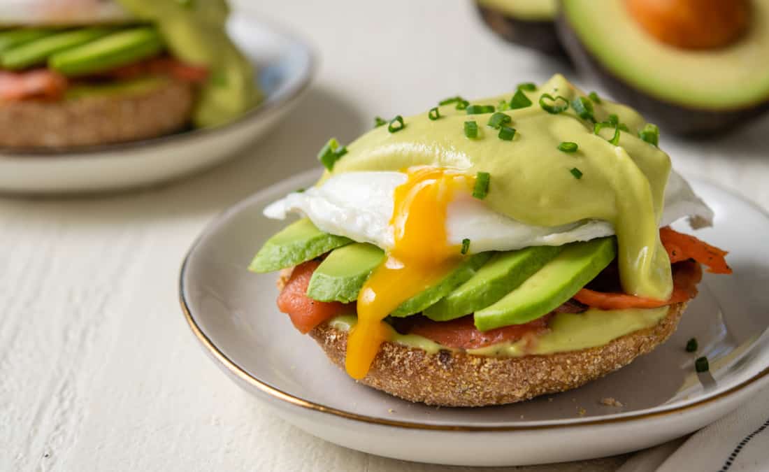 Avocado Eggs Benedict with Avocado Hollandaise