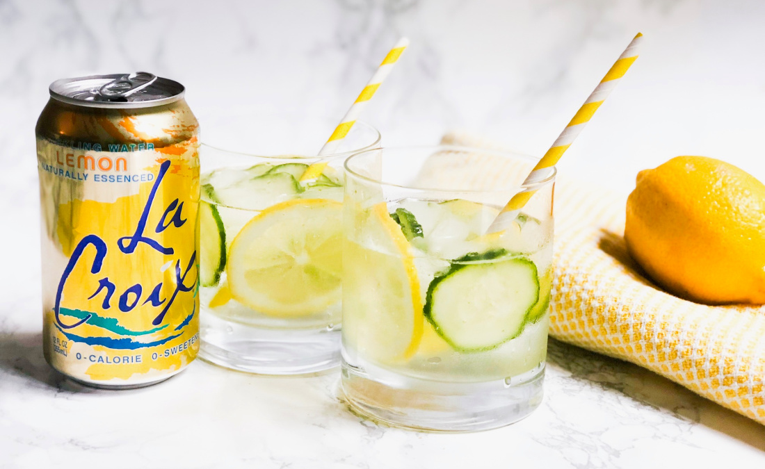 cucumber lemon spa water with lemon lacroix