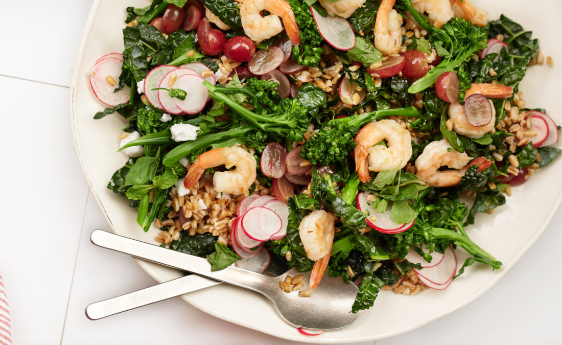 Farro and Kale Salad with Shrimp