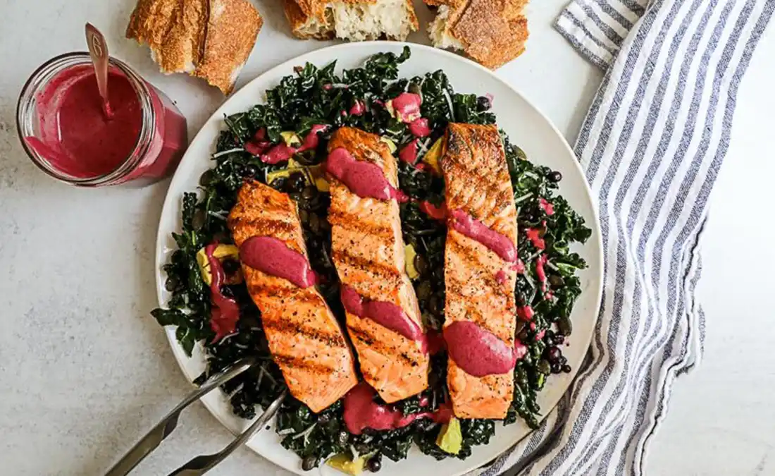 salmon kale salad