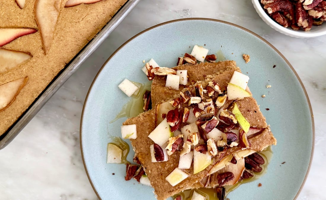 Sheet Pan Cinnamon Oat Pancakes with Pears