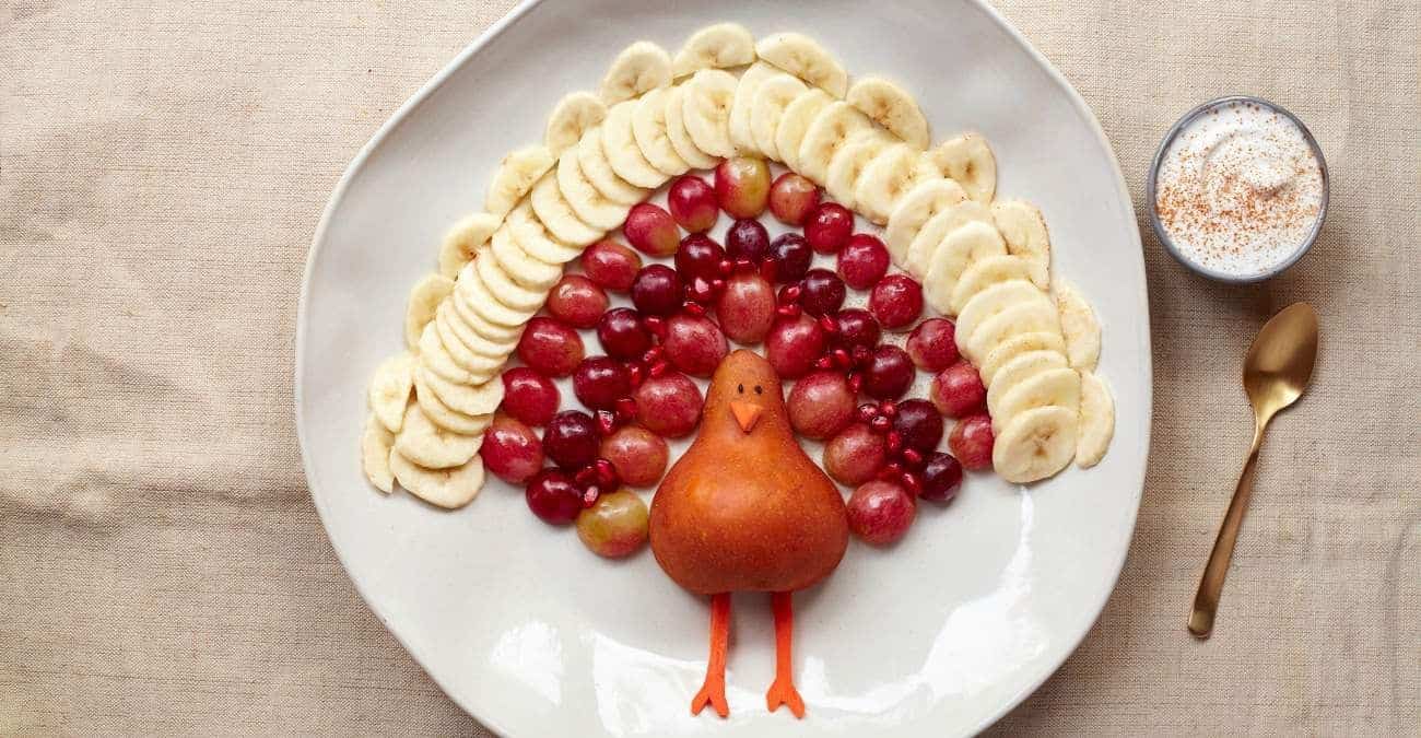 “Grapeful” Fruit Turkey with Cinnamon Yogurt Dip