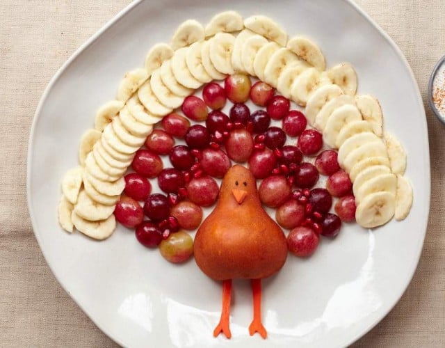 “Grapeful” Fruit Turkey with Cinnamon Yogurt Dip