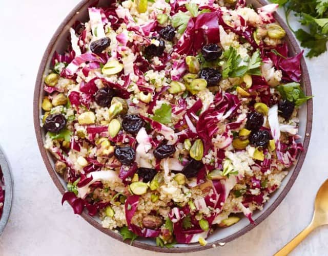 Quinoa Salad with Radicchio, Dried Cherries, and Pistachios