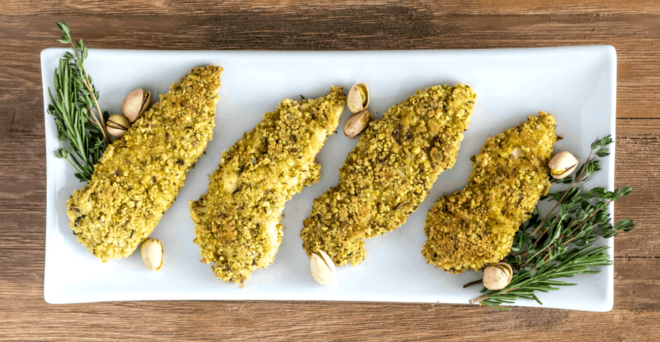 Baked Crispy Pistachio Coconut Chicken Tenders