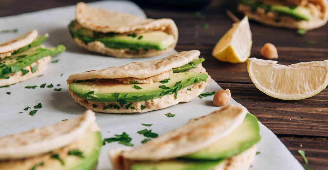 Mini Tacos with Avocado, Hummus, and Lime