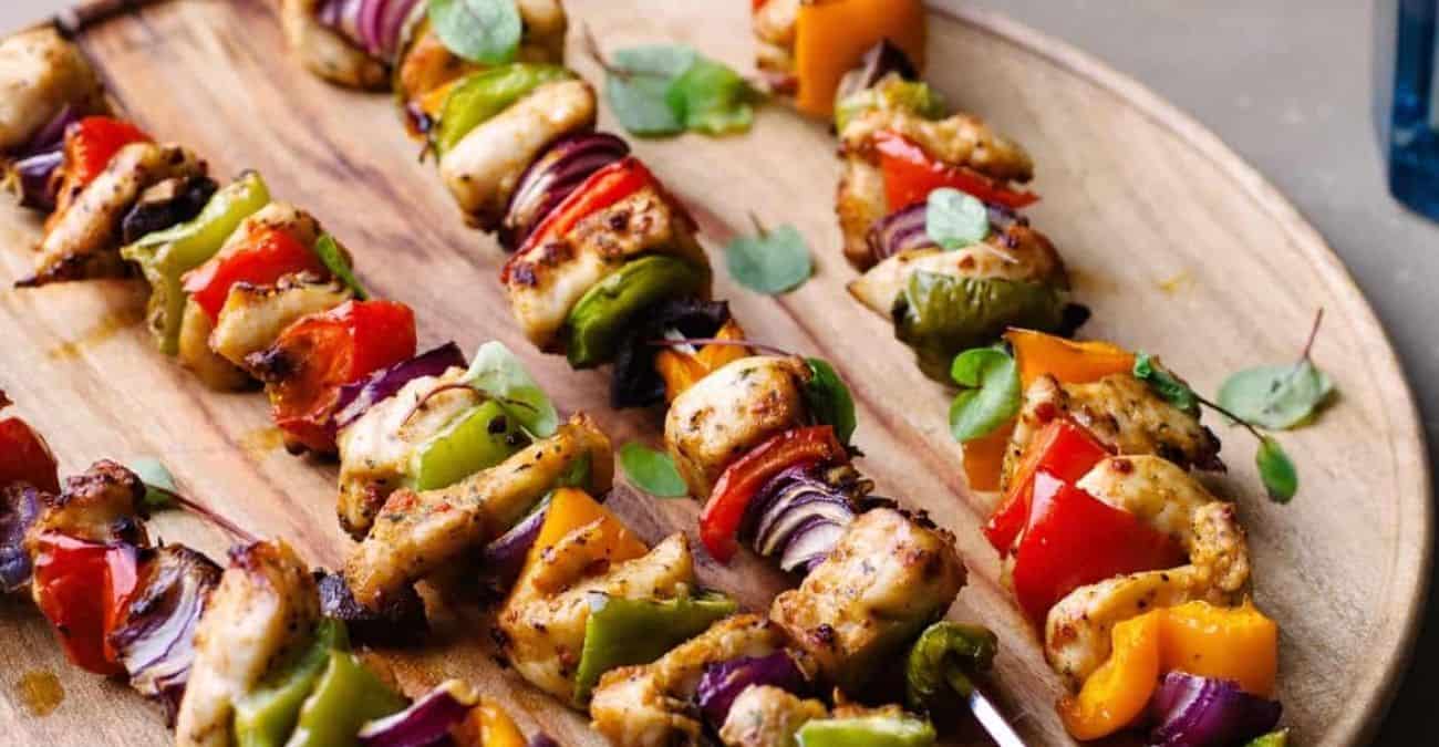 Honey Lime Grilled Chicken and Vegetable Kebabs