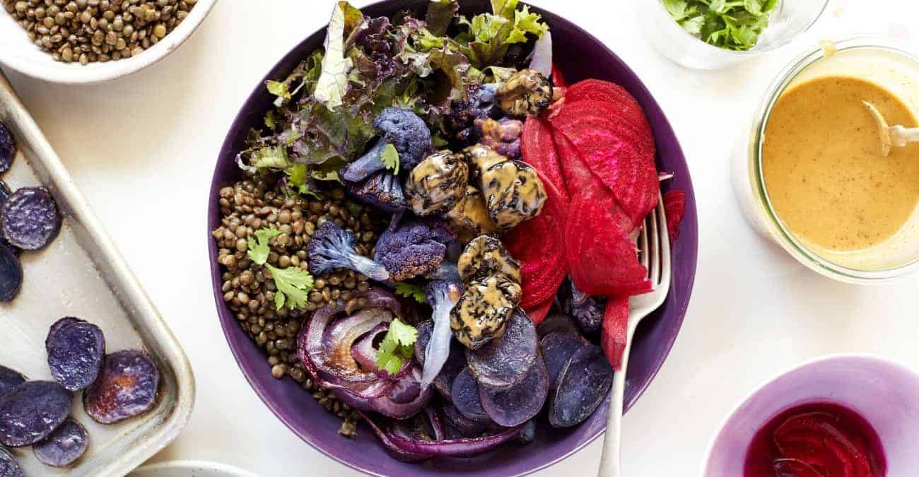 Purple Power Bowl with California Prunes and Spiced Vinaigrette Dressing