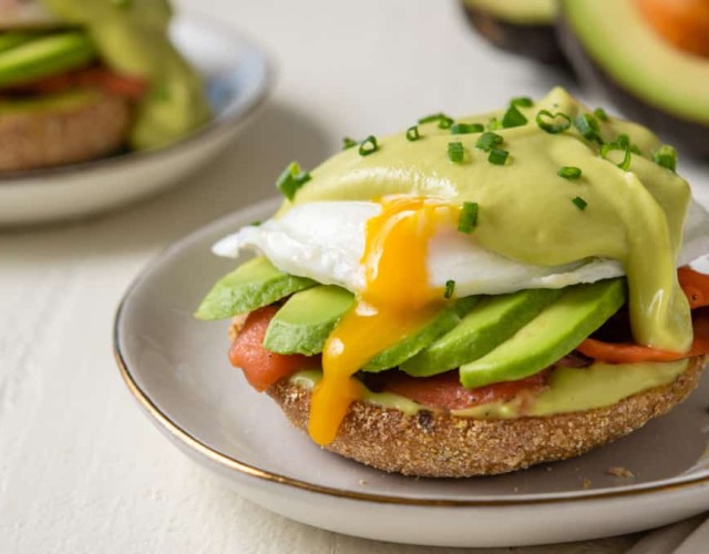 Avocado Eggs Benedict with Avocado Hollandaise