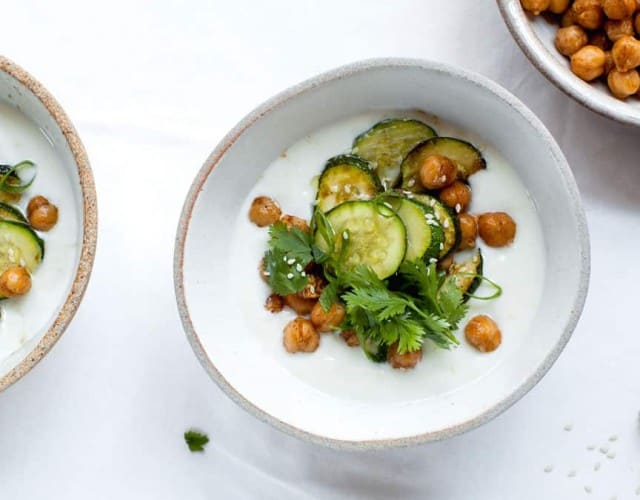 Ginger-Tahini Yogurt Bowl with Zucchini and Chickpeas