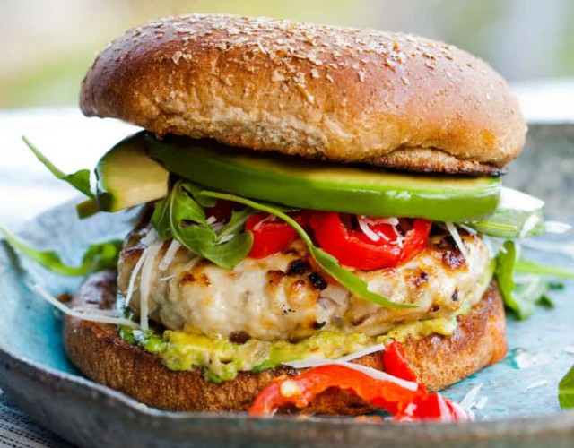 Red Chile and Cheese Stuffed Turkey Burgers