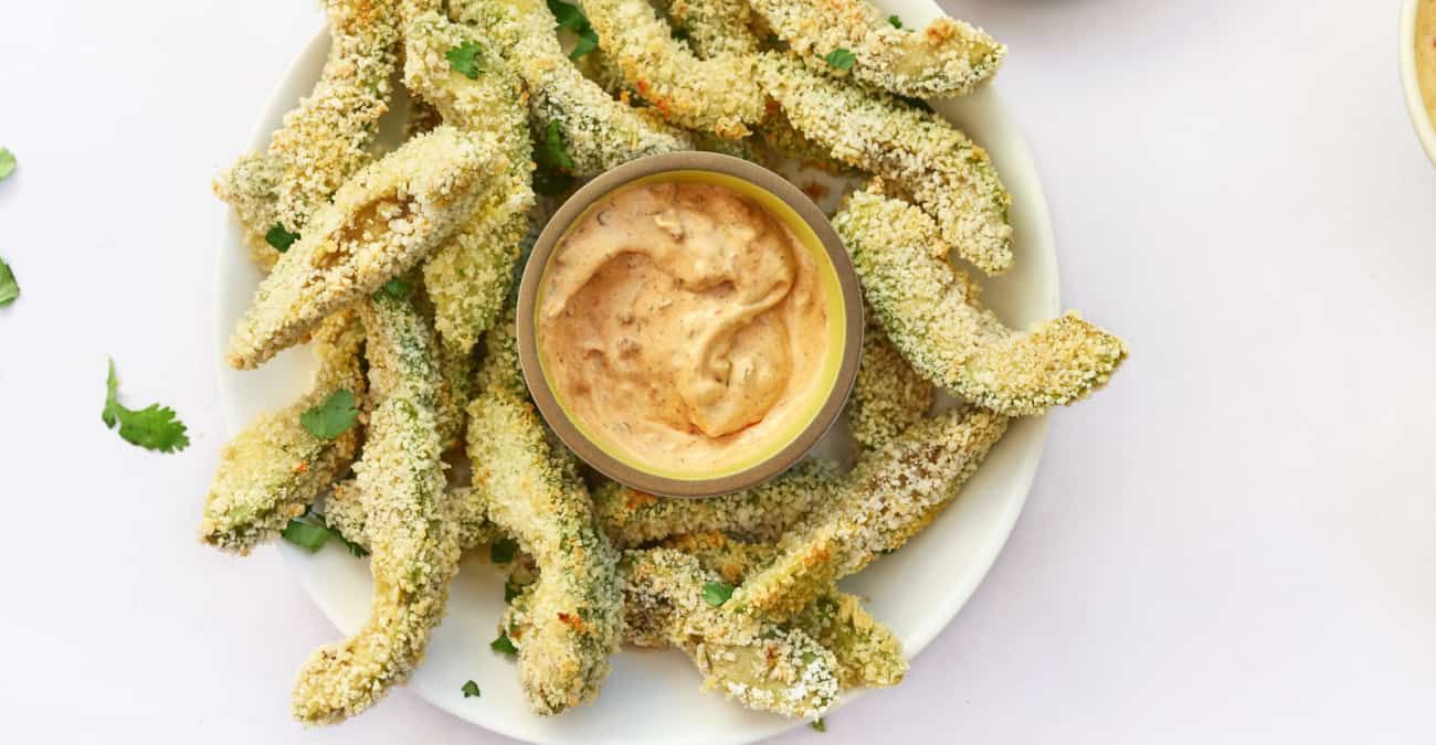 Baked Avocado Fries with Chipotle Ranch Dip