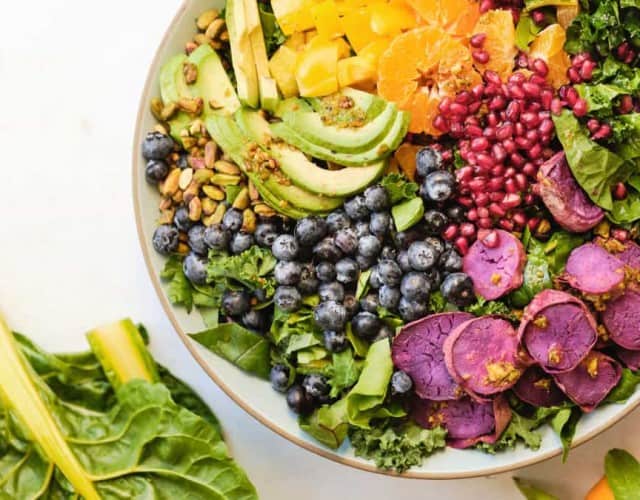 Rainbow Salad with Toasted Pistachio Citrus Vinaigrette