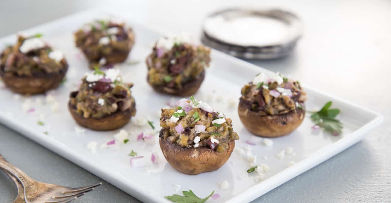 Olive and Feta Stuffed Mushrooms