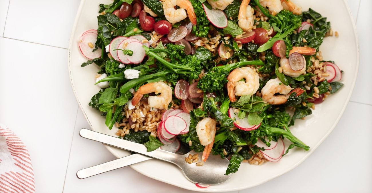 Farro and Kale Salad with Shrimp